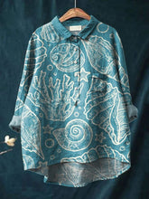 Vintage Lovely Ocean Life Art Print Casual Cotton And Linen Shirt